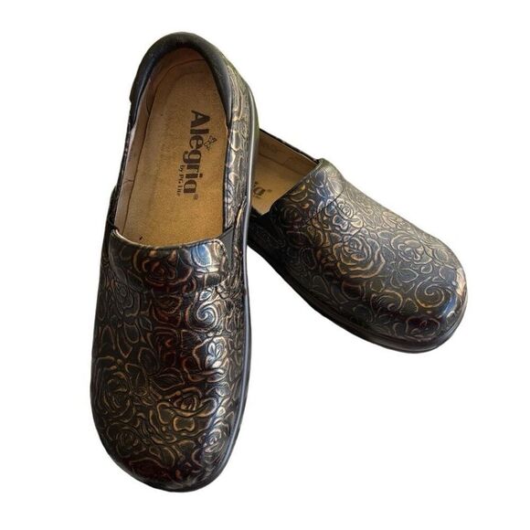 Alegria Keli Professional Bronze Age Leather Slip On Slip Resistant Clog Sz 37 - Picture 2 of 8